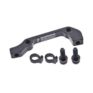 Der Shimano SM-MA-F180P/S Adapter ermöglicht die Montage von Shimano Postmount Bremssattel an Gabeln mit IS2000-Standard 160 mm Direktaufnahme in Verbindung mit 180 mm Bremsscheiben.